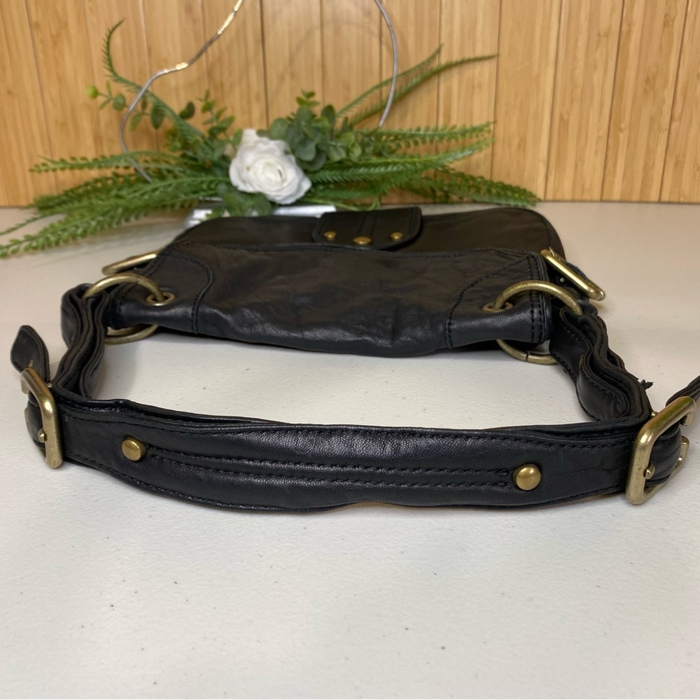 VTG Kenneth Cole New York No Slouch Studded Hobo Black Soft Pebbled Leather Bag - Picture 5 of 15